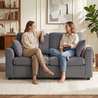 HOMCOM 2 Seater Sofa, Corduroy Small Couch with Spring Cushion, Wide and Deep Seat, Dark Grey(m-7)