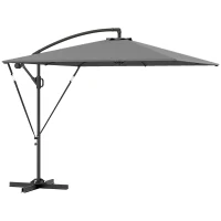 Outsunny Ombrellone da Giardino a Sbalzo 2.5x2.5 m con Manovella, Inclinabile e Girevole con Copertura, Grigio(m-1)