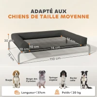 PawHut Cama elevada para cão refrescante, cama de campanha para cães interior exterior portátil, 110 x 75 x 30 cm, preto(m-3)