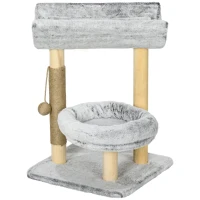 PawHut Árvore para Gatos com Arranhador 1 Ninho Superior com Almofada Lavável 1 Ninho Redondo Pelúcia Altura 60 cm Cinza(m-7)