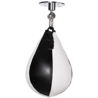 SPORTNOW Pera de velocidade de boxe saco de pancada para adultos com suporte com rótula giratória 360° bomba montagem em parede ou teto preto e branco(m-7)
