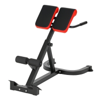 SPORTNOW Banco de Musculação Ajustável 5 Níveis Cadeira Romana com Rolos de Espuma Densa 112x62x88 cm Preto e Vermelho