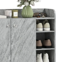 HOMCOM Zapatero Espacio para 12 Pares de Zapatos 2 Puertas y 4 Compartimentos Abiertos para Pasillo o Recibidor Gris(m-7)