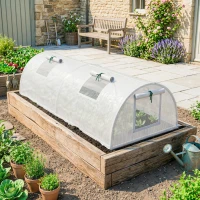 Outsunny Foliekas, Mini-Tunnelkas met Net-Vensters, UV-bestendig, Kunststof-Folie, 200 x 80 x 45 cm, Wit(m-2)