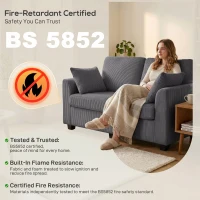 HOMCOM 2 Seater Sofa, Corduroy Small Couch with Spring Cushion, Wide and Deep Seat, Dark Grey(m-8)