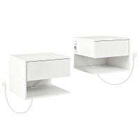 HOMCOM Set de 2 Mesitas de Pared con Tomas de Corriente Blanco