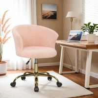 Vinsetto Cadeira de escritório, poltrona ergonómica ajustável em altura, assento giratório, base em aço, rosa(m-4)