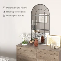 HOMCOM Wandspiegel, Raamspiegel, Drieluik, Metalen Frame, 76 x 53 cm, Zwart(m-5)