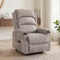 HOMCOM Sillón de TV con Ayuda para Levantarse Relax Eléctrico con Masaje Vibratorio Calor y Función Reclinable Gris Claro(m-5)