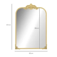 HOMCOM Wandspiegel, stijlvol, 60x3x87cm, Goudkleurig(m-3)