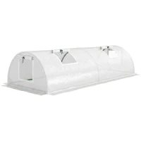 Outsunny Foliekas, Mini-Tunnelkas met Net-Vensters, UV-bestendig, Kunststof-Folie, 200 x 80 x 45 cm, Wit(m-1)