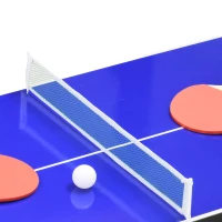 HOMCOM Mesa Multijuegos 4 en 1 con Futbolín Billar Hockey de Mesa y Ping-pong para Niños y Adultos 107x61x84,5 cm Natural(m-6)
