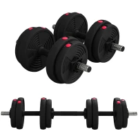 SPORTNOW Halteres 2 em 1 ajustáveis, halteres livres com pegas antiderrapantes, 15 kg - Barras incluídas(m-1)