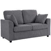 HOMCOM 2 Seater Sofa, Corduroy Small Couch with Spring Cushion, Wide and Deep Seat, Dark Grey(m-12)