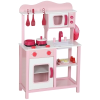 AIYAPLAY Cozinha infantil para brincar, acessórios em madeira, eletrodomésticos, compacta, com sons, Rosa