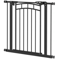 PawHut Barreira de segurança para cães barreira de escada extensível dupla trava 74-80 x 76 cm preto(m-7)