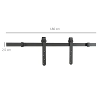 HOMCOM Kit para Porta Deslizante Sistema Embutido para Portas Espessura 20-25 mm Largura Máx. 0,9 m Carga Máx. 20 kg Aço Preto(m-3)