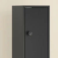 kleankin 180 cm smalle badkamerkast, toiletrolhouder met open vakken en 2 deuren, zwart(m-10)
