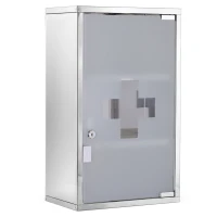 HOMCOM Armoire à pharmacie murale à 3 niveaux en acier inoxydable avec porte verrouillable en verre avec 2 clés(m-12)