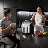HOMCOM Machine à glaçons réservoir eau 1,7 L capacité réservoir glace 0,9 Kg pelle et panier inclus 9 glaçons/ 6-12minutes(m-10)
