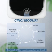 HOMCOM Mini Uscător de Rufe Portabil 4 kg, 5 Programe, 800W, Încărcare Frontală, Tambur Inox, pentru Acasă, Alb(m-5)