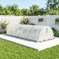 Outsunny Foliekas, Mini-Tunnelkas met Net-Vensters, UV-bestendig, Kunststof-Folie, 200 x 80 x 45 cm, Wit(m-9)