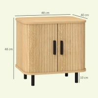 HOMCOM Nachtkast met lamellen deuren en stalen poten, voor slaapkamer en woonkamer, eikenhout(m-3)
