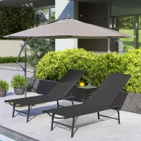Outsunny Lot de 2 bain de soleil chaise longue pliante textilène transat jardin extérieur inclinable 54 x 164 x 84 cm noir(m-9)