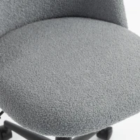 HOMCOM Cadeira de Escritório Giratória em Pelo Teddy, Altura Ajustável, Rodízios, Espuma de Alta Resiliência, Cinza(m-9)