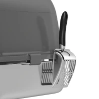 PawHut Maison de Toilette pour Chat Bac à Litière Fermé, Nettoyage facile, Bac Acier Inoxydable, 52,4x41,3x39,9cm, gris foncé(m-13)