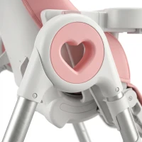 AIYAPLAY Trona Plegable para Niños 6-36 Meses con Altura Ajustable Doble Bandeja Lavable Ruedas Rosa(m-8)
