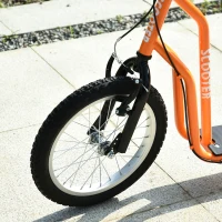 HOMCOM Trotinete infantil com guiador ajustável, rodas grandes e travão de mão, trotinete 41 cm Cityroller para meninos e meninas a partir dos 5 anos, metal, laranja(m-4)