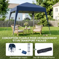 Outsunny Tonnelle de Jardin 3x3m Pop up Tente Pliable Acier Polyester imperméabilisé Anti UV avec Sac de Transport Bleu(m-5)