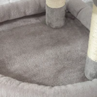 PawHut Árvore para gatos torre de atividades para gatos arranhadores sisal, plataforma, toca, pelúcia, bolas, 49x49x114cm cinza claro(m-5)
