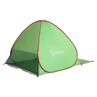 Outsunny Abrigo tenda de praia dobrável Pop-up automático instantâneo proteção UV janela traseira grande tapete de chão verde vermelho(m-7)