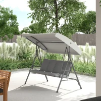 Outsunny Balancelle de Jardin 3 Places Grand Confort Toit Inclinaison réglable épais Coussins Amovibles Acier gris clair(m-2)