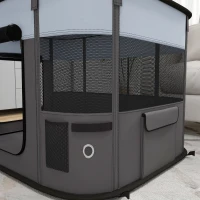 PawHut Parque cercado dobrável para cães, gatos e pequenos animais em tecido Oxford com arrumação 94 x 74 x 60 cm cinza e preto(m-5)