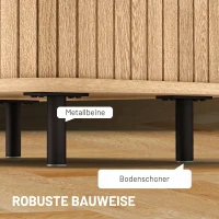 HOMCOM Nachttisch Beistelltisch mit Lamellentüren und Stahlbeinen, für Schlafzimmer und Wohnzimmer, Eiche(m-7)