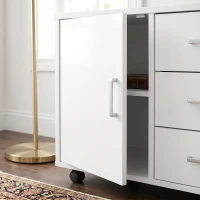 HOMCOM Caisson bureau meuble de rangement verrouillable avec 3 tiroirs et étagère réglable, roulettes, 40 x 60 x 56 cm, blanc(m-12)