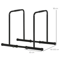 SPORTNOW Barra Paralela Dips Estação de Musculação em Aço, Altura e Espaçamento Ajustáveis, 90-102x65x80-90cm, Preto(m-3)