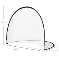 HOMCOM Baliza de Futebol sistema Pop Up com saco de transporte e estacas de fixação dim. 247L x 203l x 201,5H cm preto e branco(m-3)