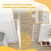PawHut Barrera para Perros Extra Alta con Ancho Ajustable 77-104 cm Puerta para Perros con Extensiones y Puerta de Paso Blanco(m-8)