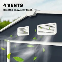Outsunny Abri de jardin 5,4 m² 2,77 x 1,95 x 1,92 m kit de fondation porte coulissante ventilations acier galvanisé, gris foncé(m-9)