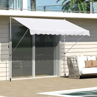 Outsunny Tenda da Sole a Bracci 3x1.5m con Manovella e Struttura Telescopica, Bianco(m-10)