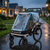 AIYAPLAY Remolque para Bicicleta Infantil 2 Plazas Remolque Infantil Plegable 2 en 1 con Asiento Ajustable y Arneses Azul(m-5)