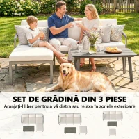 Outsunny Set de Grădină din 3 Piese, Mobilier de Exterior, Maro(m-4)