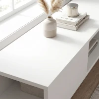 HOMCOM Mueble de TV Suspendido con Luces LED con Estantes Abiertos para Televisión 75 Pulgadas 177,8x30x18 cm Blanco(m-9)