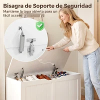 HOMCOM Banco Contenedor con Tapa Elevable 100 cm Blanco(m-6)