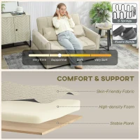 HOMCOM 2 Seater Sofa Bed, 3-in-1 Convertible Sleeper Sofa with Click-clack Adjustable Backrest and 2 Pillows, Light Brown(m-6)