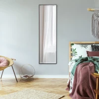 HOMCOM Specchio da Parete con pellicola di sicurezza e cornice in lega di alluminio, 120x35 cm, Nero(m-6)
